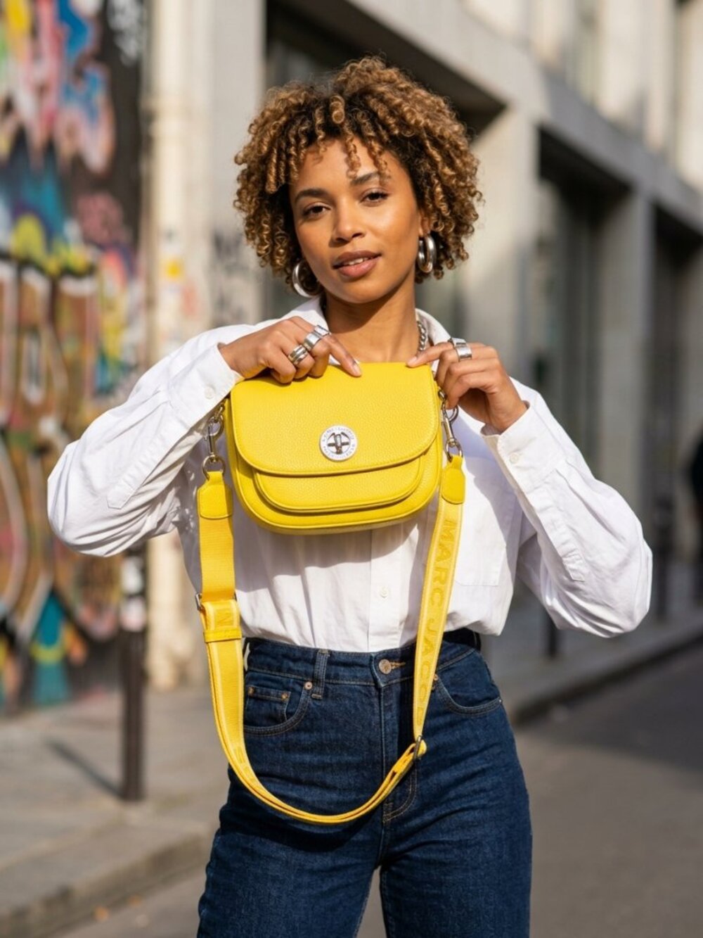 NWT Marc Jacobs Yellow Leather Crossbody Saddle Bag Pop of Color
